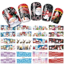 1 лист Рождество ногтей переводные наклейки воды красота Полный Обертывания маникюр Дизайн ногтей Переводные картинки Инструменты LABN229-252