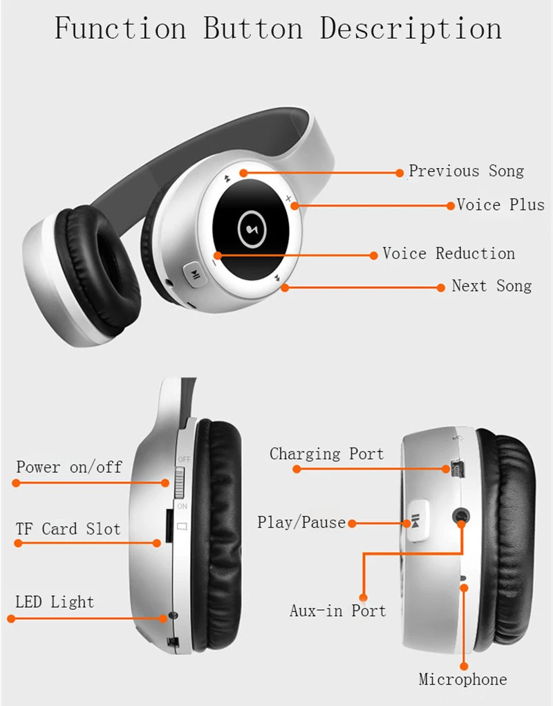 Беспроводные наушники Bluetooth спорт 900 мАч с микрофоном для телефона стереонаушники Bluetooth складная беспроводная гарнитура