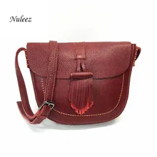 Nuleez saddle женские сумки-мессенджеры из натуральной кожи, однотонные украшения с кисточками, винтажный Модный кошелек для женщин, новинка, высокое качество