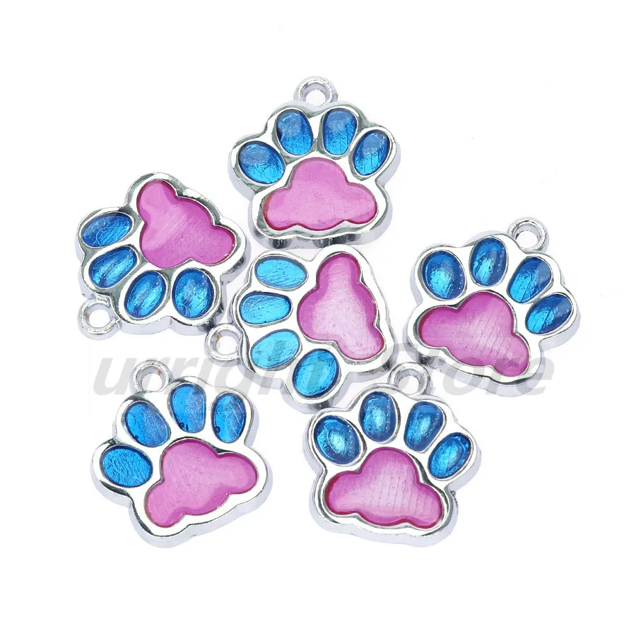 10 шт. эмаль Bling Cat Dog/Bear отпечаток лапы висячий Шарм подходит вращающийся Омар застежка брелок кольца для ключей сумка Ювелирные изделия HC503