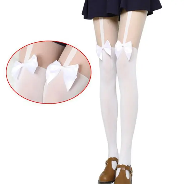 Bas Collants Sexy Black White Stockings Thin Tights Women Bow Pantyhose
