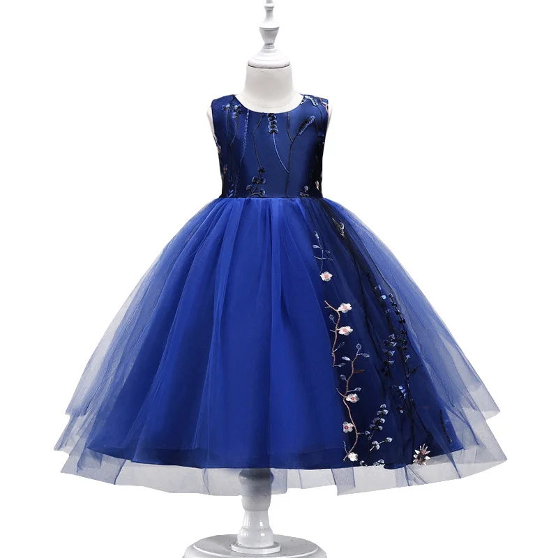 

Fashion children tutu dress sleeveless for girls spring floral princess ball gown wedding clothes elgent dress with big bow 3-8y