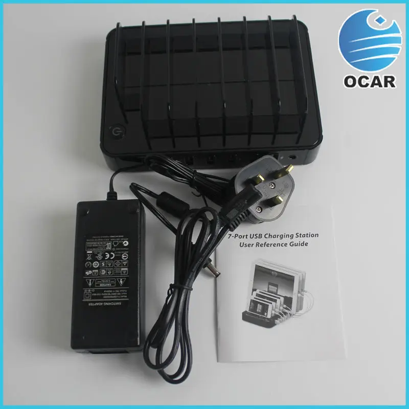 UK 7 ports USB Charger Black