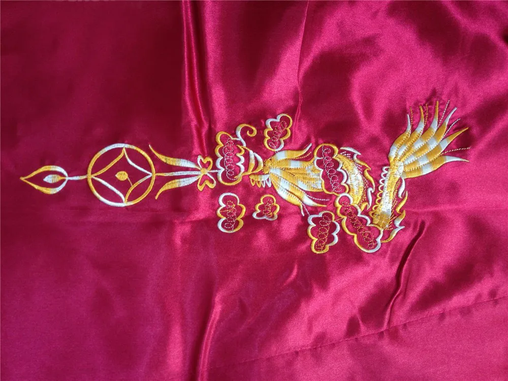 Бордовый китайский женский традиционный Атласный халат с вышивкой, кимоно с драконом, банное платье, женская одежда для сна размера плюс S-XXXL 010629