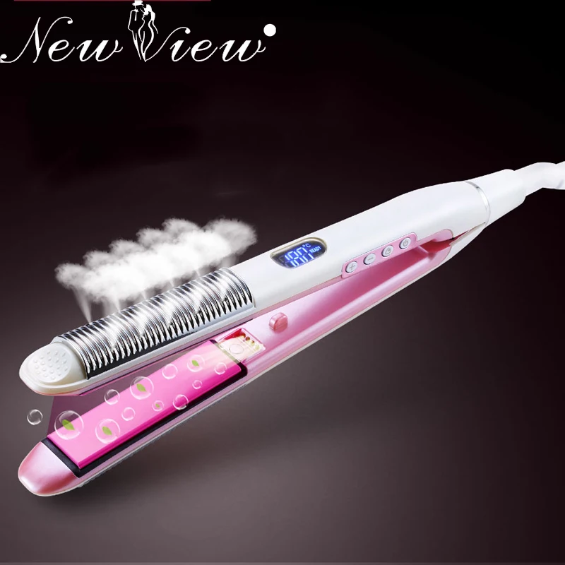

NewView Ceramic Anion Hair Straightening Flat Iron Intelligent LCD Hair Curler Curling Straightener Professional Styling Tools