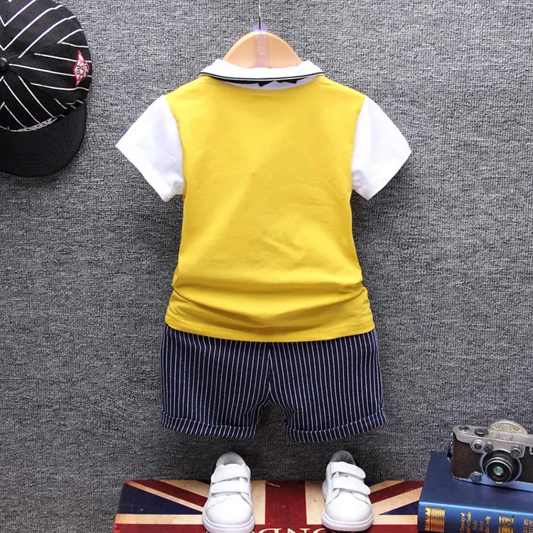 Verão de Algodão Conjuntos de Roupas de Bebê Festa de Aniversário T shirt plus Pant Conjuntos de Pano das Crianças 2019 Menino Infantil Formal 1 Ano Terno 4 Cheap Conjuntos de roupas