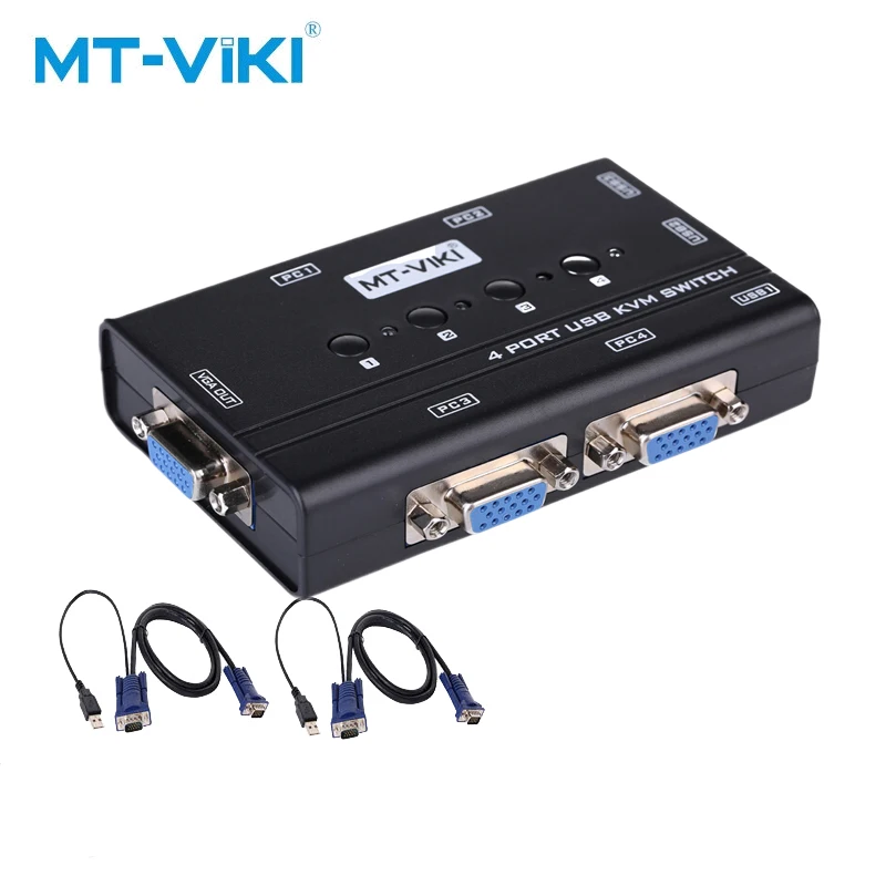 

MT-VIKI 4 Port Handbuch VGA KVM Switch 4hosts share one monitor and one set of mouse and keyboard with 4pcs KVM cable MT-460KL