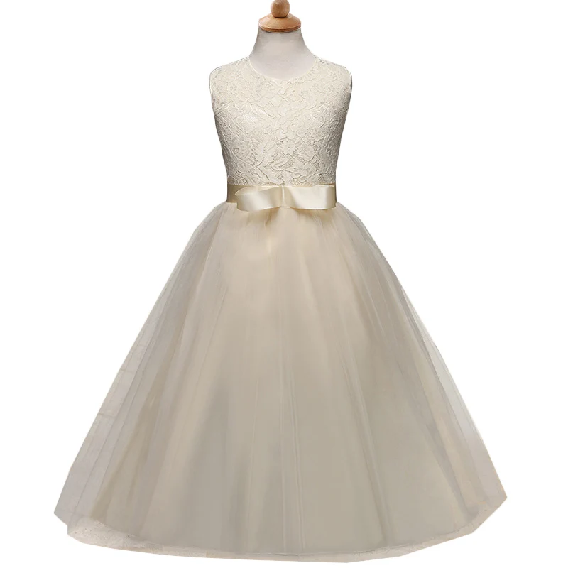 

Elegant Flower Lace Long Dress For Girl Party Wear Teenager Bridesmaid Gown Kids Formal Wedding Birthday Party Tutu Dresses