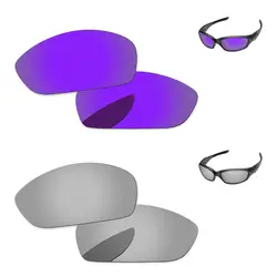 Серебро и фиолетовый 2 пары зеркало Поляризованные замены линзы для прямая куртка 2007 солнцезащитные очки Frame 100% UVA и UVB Защита