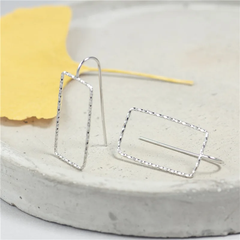 geometric square earring woman 100% S925 sterling silver jewelry fashion silver dangle earrings for women silver earrings