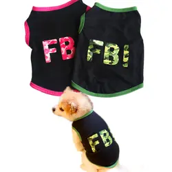 Весна/Лето хлопковая собачка жилет ФБР с буквенным принтом собака рубашка XS-L Pet Одежда для собак и кошек Щенок Одежда для собак оптовая