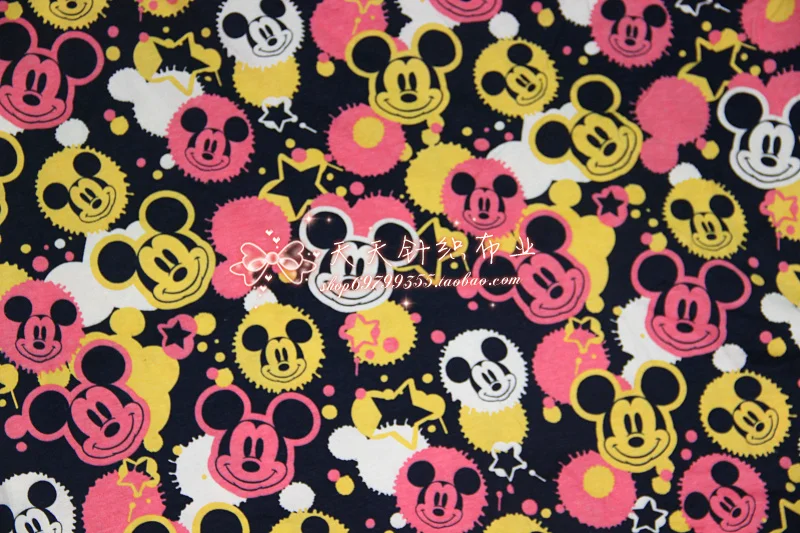 

Cartoon Mickey Mouse Dot Star Elasticity Knitted Cotton Fabric For Sewing Quilting Patchwork DIY Baby Child Kids Textile
