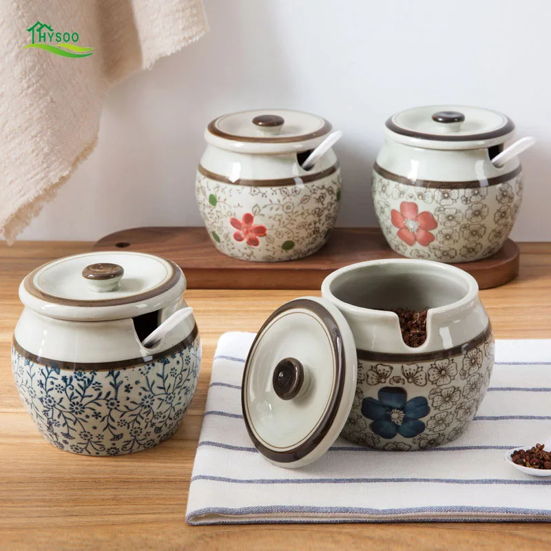 Ceramic Spice Jar Kitchen MSG Spice Jar Household Spice Box Seasoning