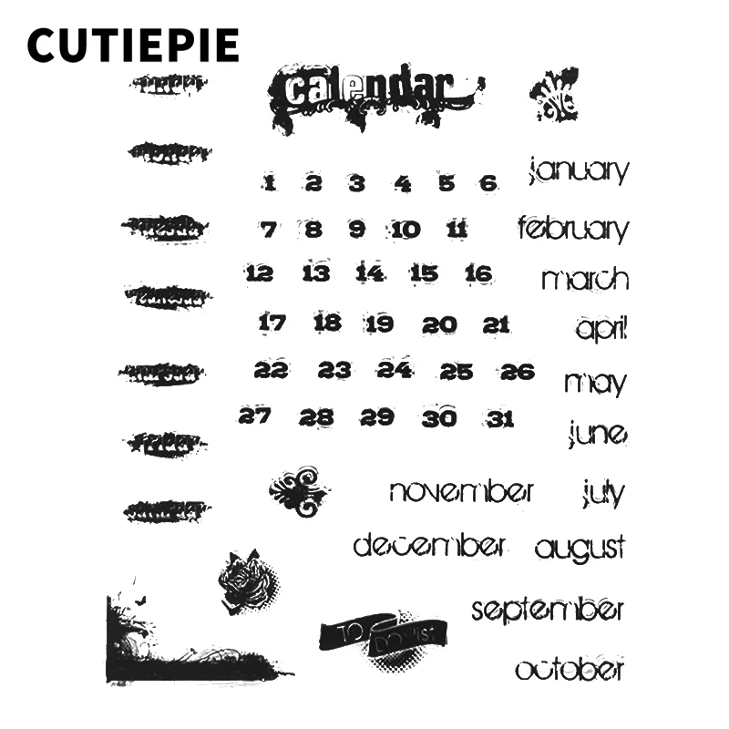 

Calendar Month Number Transparent Clear Stamps Silicone Seals Stencils for Scrapbooking Photo Album Paper Making Decor Supplies