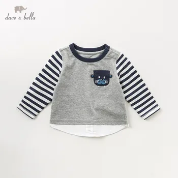 

DBJ10993 dave bella autumn baby boys gray pullover children long sleeve t-shirt infant toddler high quality tops kids tees