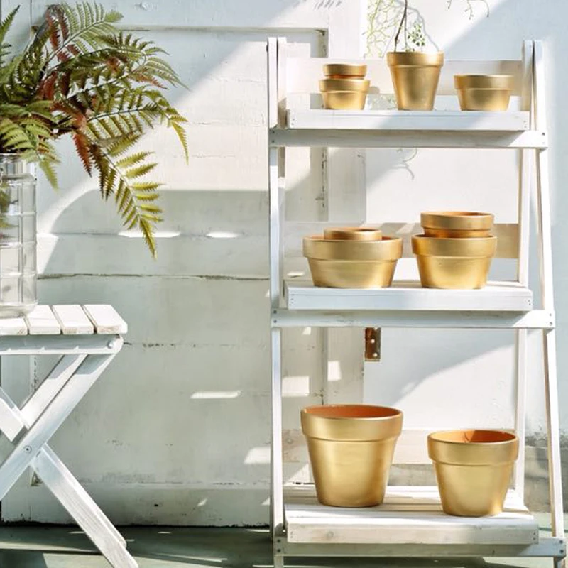 Modern simple style red pottery flower pot golden layer furniture office flower pot free of mail Modern simple style red pottery flower pot golden layer furniture office flower pot free of mail