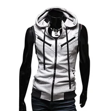 Heißer Verkauf Mode Männer hoodies Jacke hip hop stil hoodies männer Sleeveless Mit Kapuze Mantel Reißverschluss Street Fashion Trend Mantel LB