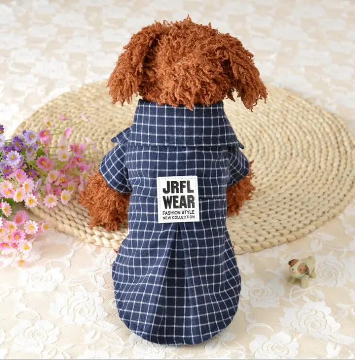 Дизайн летние пледы ПОЛО ПРОВЕРКА сетки собака костюмы для щенков пальто с отворотами одежда для классических маленьких собак Футболка жилет домашних животных