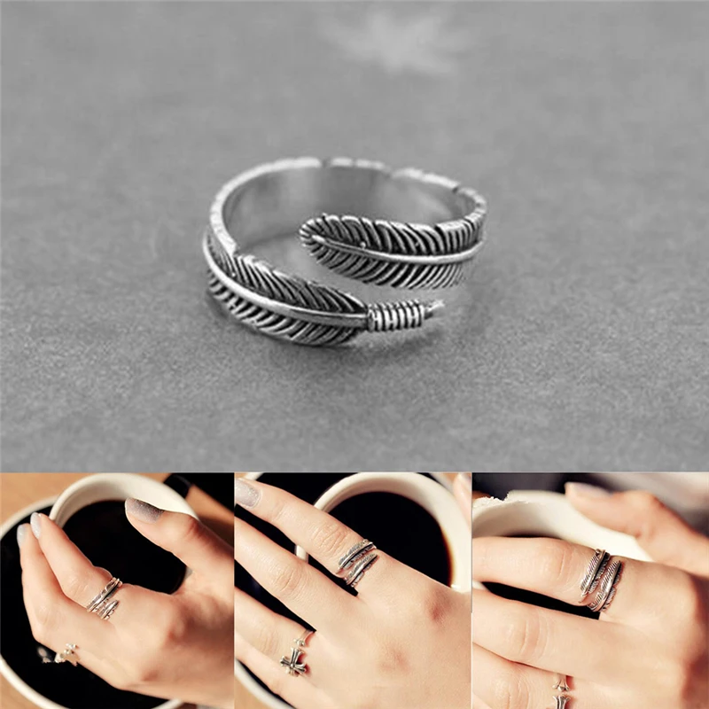 

Vintage Feather Arrow Opening Rings for Women Thai Silver Plated Fashion Jewelry