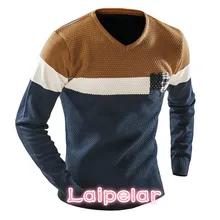Laipelar мужской мужской модный свитер смешанных цветов Мужской Досуг тонкий Pull Homme v-образный вырез с длинным рукавом свитер однотонный XXL