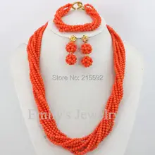 Африканские коралловые бусины, комплект ювелирных изделий, розовый нигерийский Свадебный Африканский бисер, ювелирные наборы, модные свадебные ожерелья, набор,, CJ119