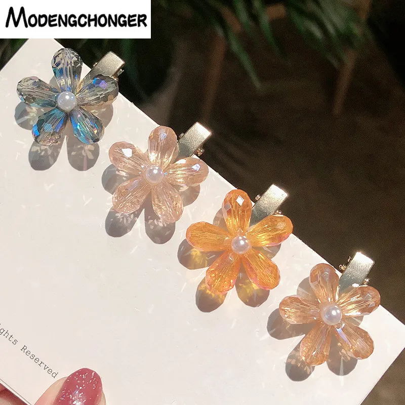 

Hot Selling Simple Sweet Crystal Small Flowers Hair Clips For Women Girls Hair Pins Barrette Alloy Hairgrip Hair Accessories