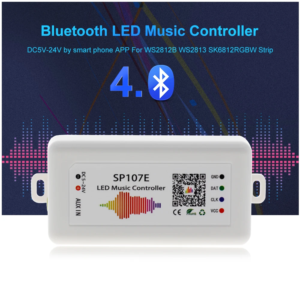 SP107E светодиодный музыкальный контроллер Bluetooth волшебный контроллер DC5-24V 2048 пикселей для WS2811 2812 2801 6803 IC Светодиодная лента