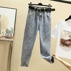 Винтажные Джинсы бойфренда для женщин с высокой талией свободные Промытые Женские джинсы из денима шаровары уличные джинсы