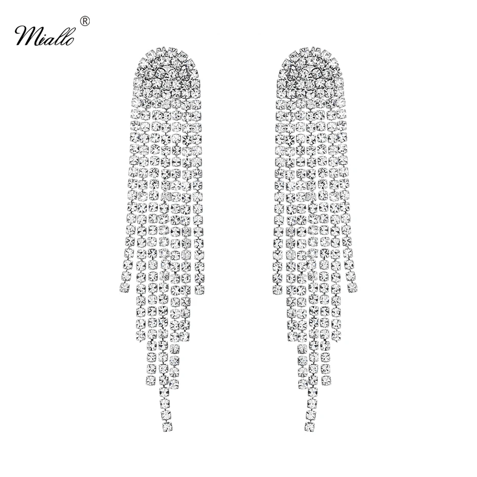 Miallo новые богемные серебряные цвета Кристалл Сплав кисточкой женские сережки с подвесками свадебные подружки невесты висячие серьги
