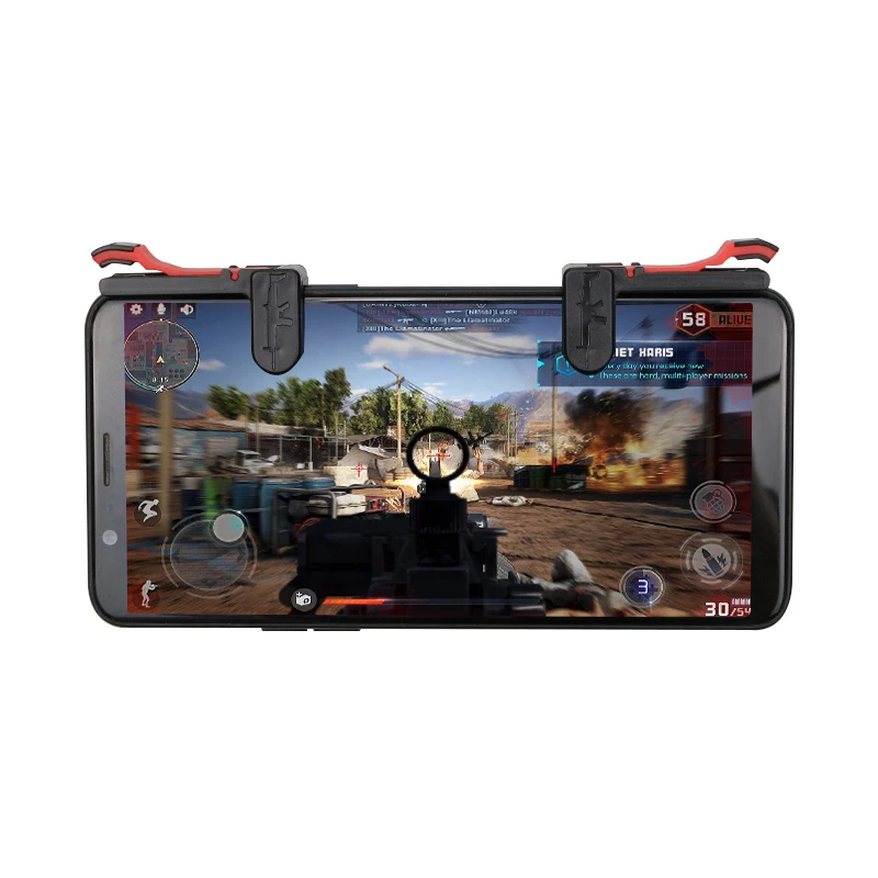 Kopen PUBG Mobiele Game Controller Trigger Voor IPhone Android IOS Gamepad Doel Knop L1R1 Shooter Joystick