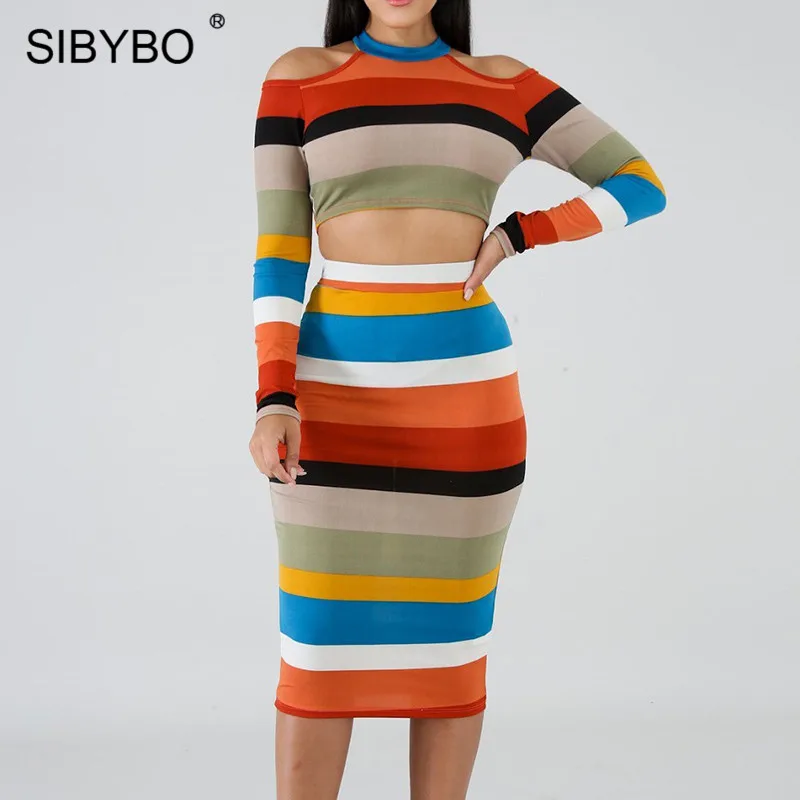 Женское платье с длинным рукавом Sibybo весеннее Повседневное в полоску o образным