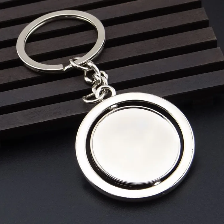 Round Blank 360 Rotating Metal Tag Keychain Creative Car Keychain K1552