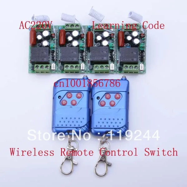 

RF315Mhz/433Mhz 4 Receivers(Mini size)+2Transmitter 220V 1CH Wireless Remote Control Power Switch System For Home Smart
