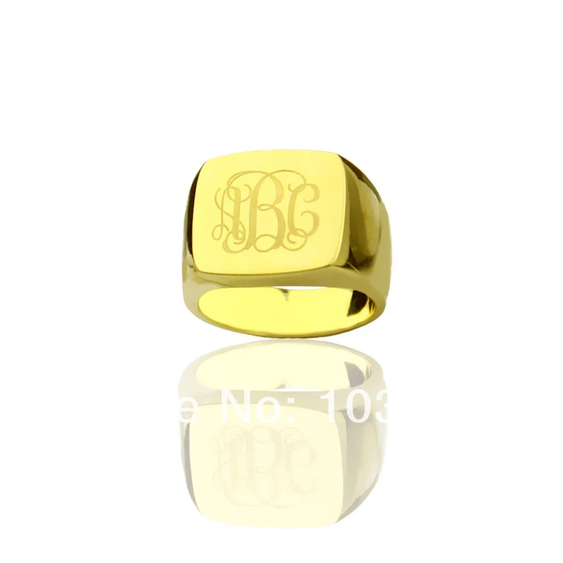AILIN Personalized Engraved Monogram Ring Customized Cut 3 Monogrammed Initials In Square Gold Color Name Rings AILIN Personalized Engraved Monogram Ring Customized Cut 3 Monogrammed Initials In Square Gold Color Name Rings