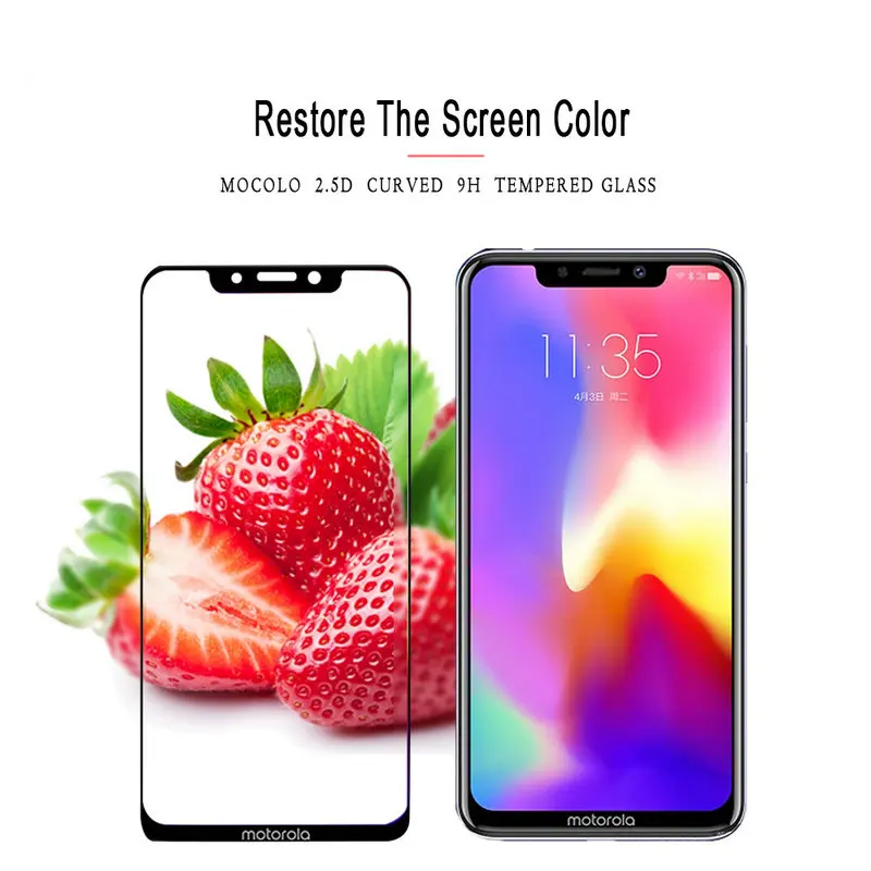 

For Motorola One Vision XT1970 Moto One Full Glue Cover Glass Film Case for Motorola One Power Tempered Glass Screen Protectors
