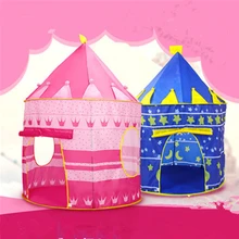 New Arrival Portable Blue Pink Prince Folding Tent Kids Children Boy Castle Cubby Play House For Kids Best Gift
