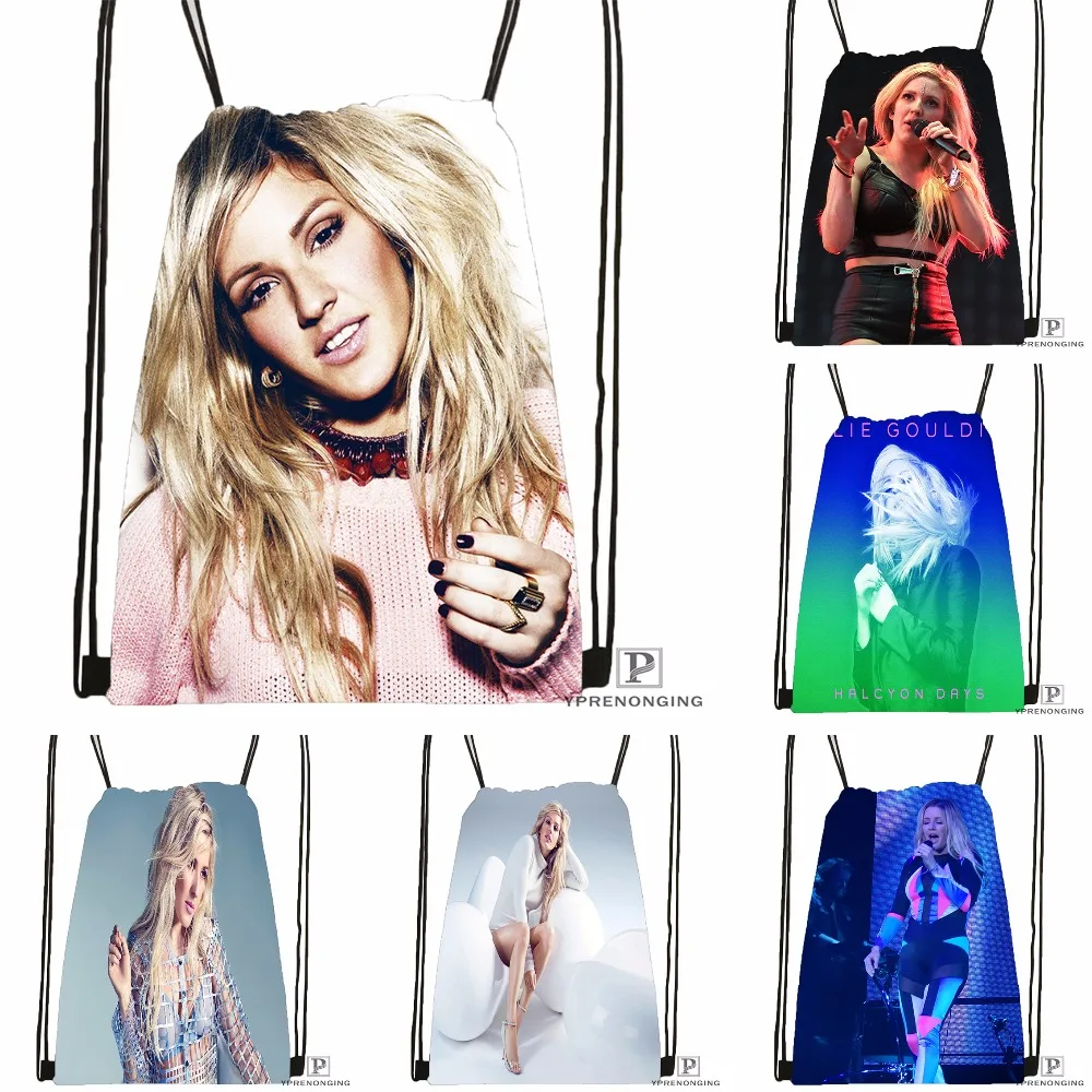 Custom Ellie Goulding Guns and Horses Drawstring Backpack Bag Cute Daypack Kids Satchel (Black Back) 31x40cm#180531-04-60