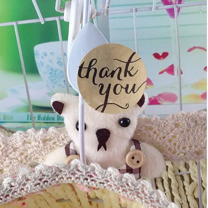 100pcs heart  self adhesive labels Vintage kraft handmade with love labels paper self seal thank you labels 3cm size