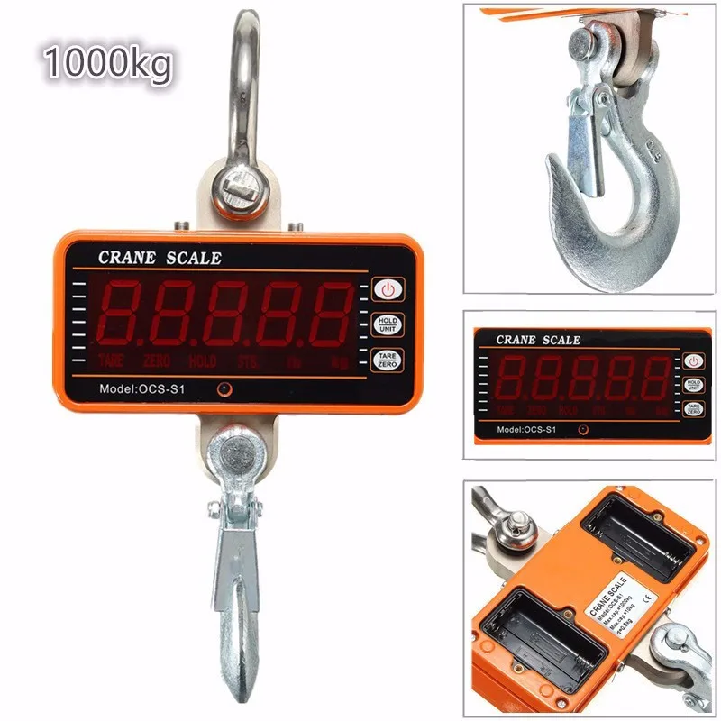 

Digital Hanging Crane Scale OCS-S1 Digital Display 100-1000kg 2000LBS LCD Crane Scale High Accurate Electronic Hook Scale