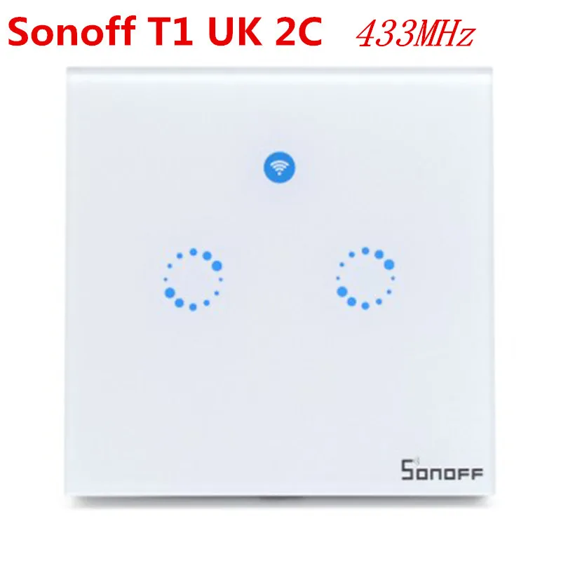 Интеллектуальный выключатель света Sonoff T1 US/EU Wi-Fi RF/APP/сенсорный экран Управление настенный светильник Переключатель 1/2/3 банда 86 Тип Панель настенный сенсорный светильник переключатель умный дом пульт дистанционного управления - Комплект: Sonoff T1 UK 2C