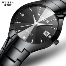 2018 New Tungsten Steel Watches Couple Quartz Watches Women Waterproof Watch Men’s Calendar Watch Top Brand Luxury Ladies Clock
