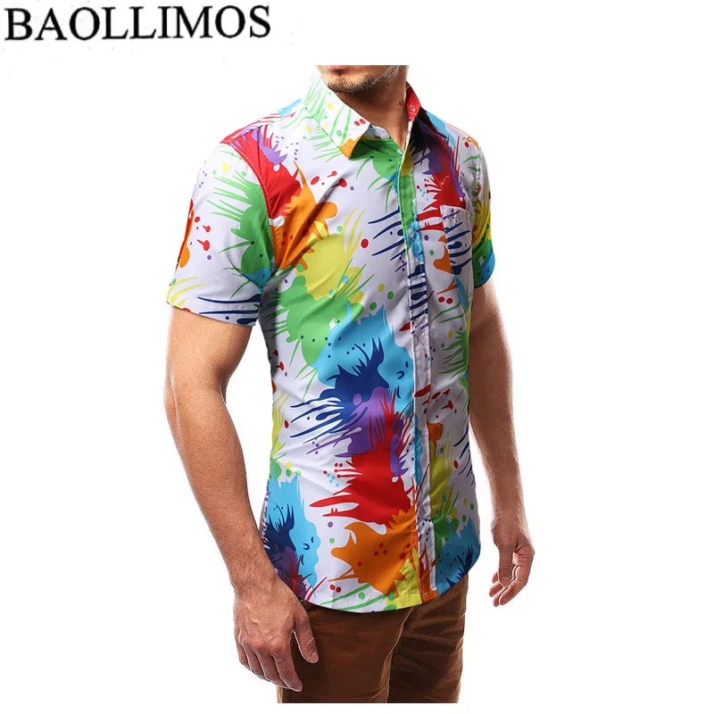 Мужская рубашка повседневная с принтом на пуговицах Рубашка с коротким рукавом Гавайская рубашка Топ Блузка playeras de hombre мужская рубашка