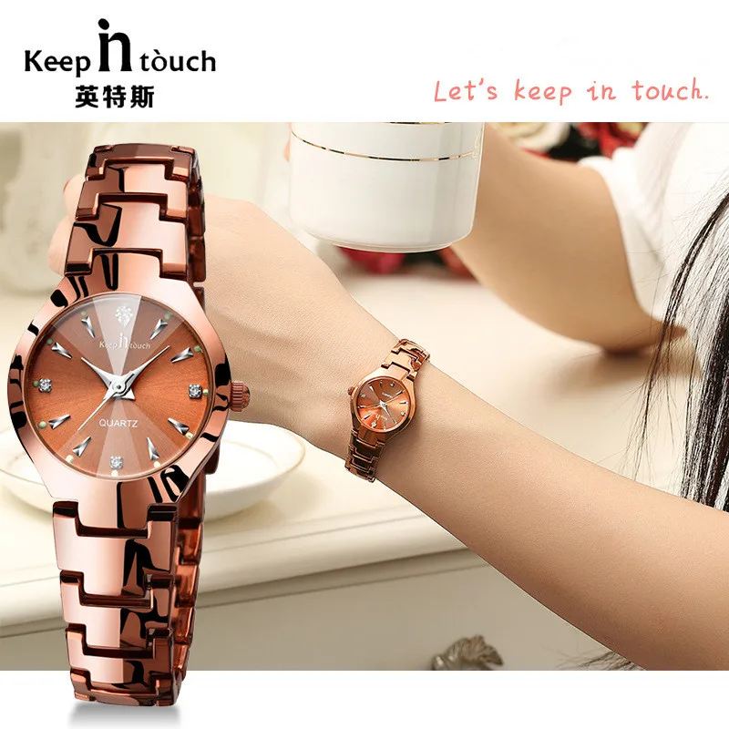 KEEP IN TOUCH  Fashion tungsten steel luminous double calendar couple quartz watch