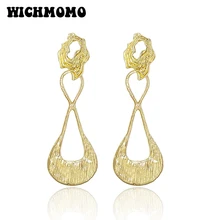 2019 New Trendy 85mm 1 Pair High Quality Zinc Alloy Gold Water Drop Dangle Earrings for Girls Party Gifts Accessories 2019 New Trendy 85mm 1 Pair High Quality Zinc Alloy Gold Water Drop Dangle Earrings for Girls Party Gifts Accessories