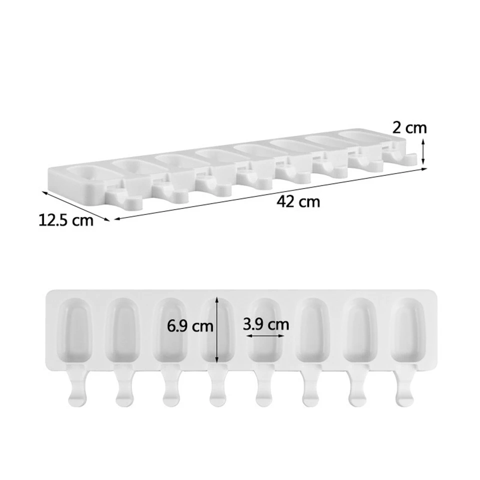 Homemade Food Grade Silicone Ice Cream Molds Makers Wood Ice Cream Sticks Popsicle Silicone Mold Ice Cube Maker�Ice Lolly Moulds