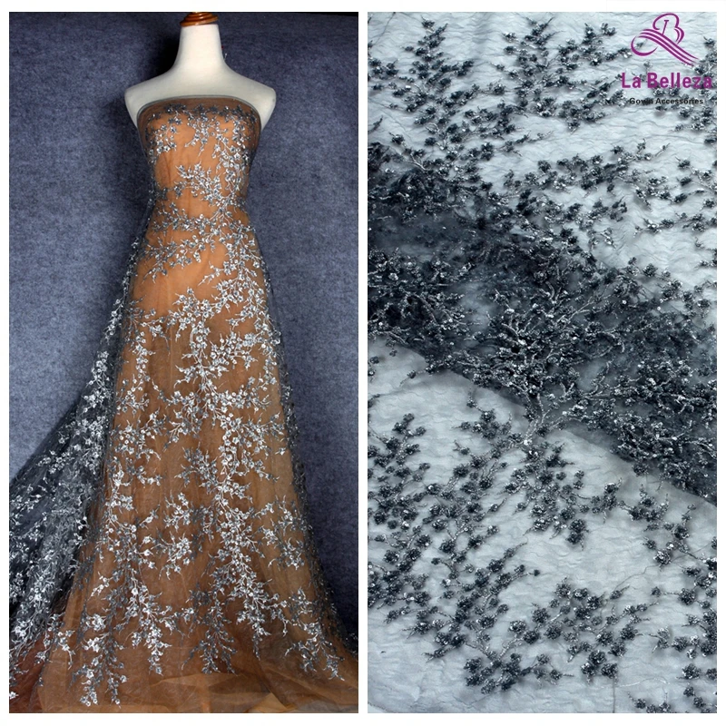 La Belleza серое платье с блестками на сетке Вышитое кружево 1 ярд|Кружево| |