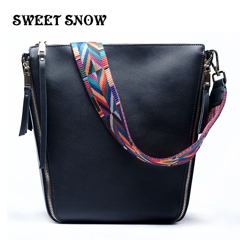 

SWEET SNOW top layer cowhide leather ladies handbag Luxury designer shoulder bag fashion portable shoulder Messenger bag