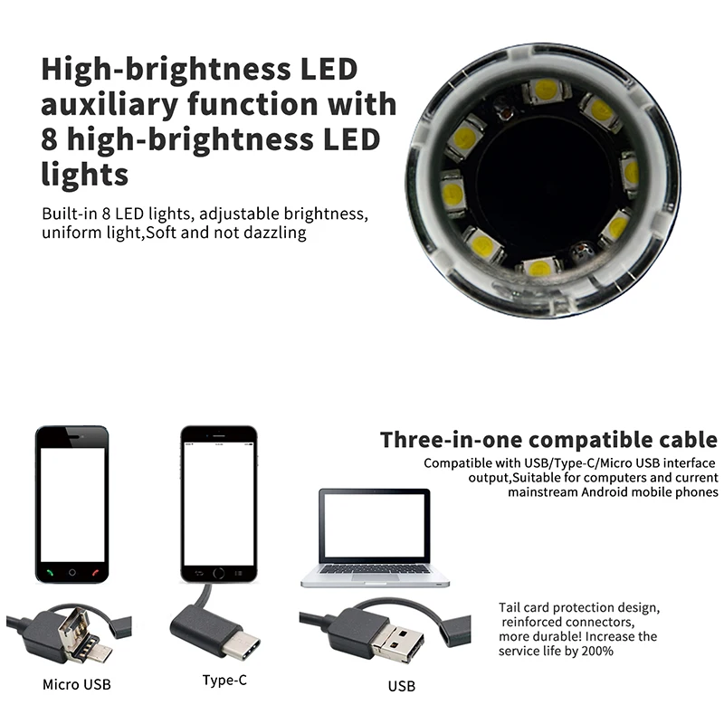 Spetu 1000X0,3 Мп/2MP зум 8LED 3IN1 USB электронный цифровой микроскоп USB Android Тип C эндоскоп камера microscopio бороскоп