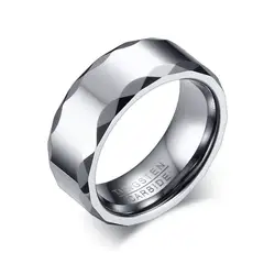 Для мужчин 8 мм широкий Вольфрам карбида серебро Цвет кольца обручальные Обручение ювелирные изделия