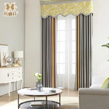 

2018 New Arrival Grey and Orange Drapes for Bedroom Office Thick Solid Cotton Linen Curtains for Living Room European Style